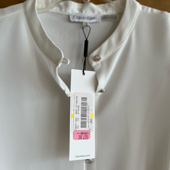 Calvin Klein NEW M white long sleeve blouse - Picture 9 of 10